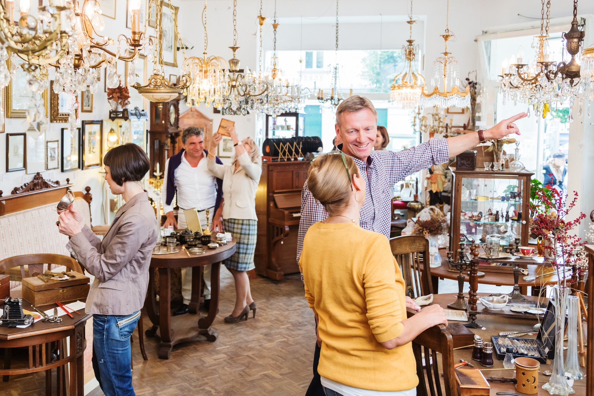 Customers In Antique Store