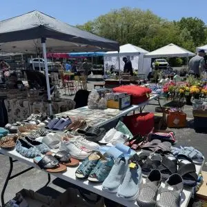 A variety of tents with vendors selling goods