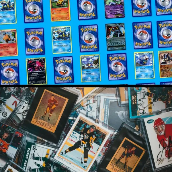 trading cards on a table